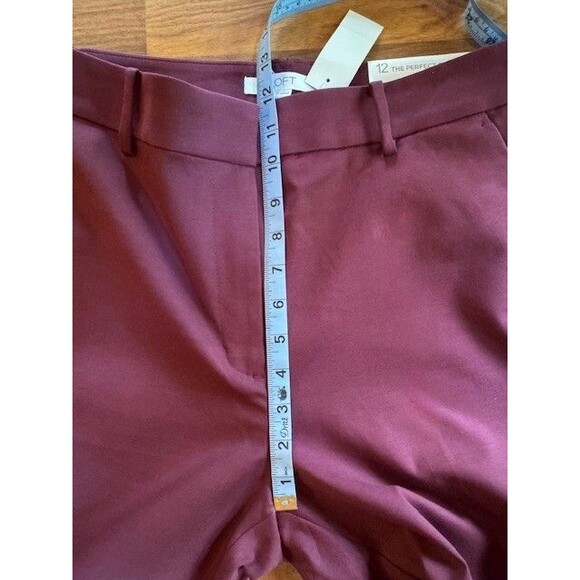 Ann Taylor LOFT Womens The Perfect Straight Pants Burgundy Wine Sz 12 Chino NWT - Picture 9 of 13